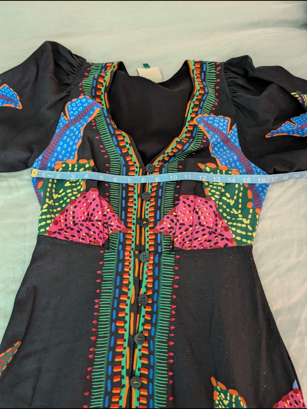 Farm Rio Black Cool Leopards Linen Blend V-Neck Maxi Dress Small Boho Resort - Picture 3 of 12